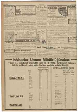  CUMHURİYET 10 Mart 1942 BEKLENMEKTE OLAN BULMACA 1 2 3 4 5 6 7 S 9 HALİ TASPİYEDE BULTJNAN REKUM DEĞİL, HAKİKAT: Yurdumuzun