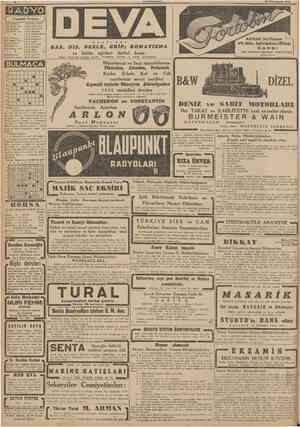  CUMHURIYET 25 Birinciteşrin 1942 PADYO Bugünkü Program 8,30 8,32 8.40 8,55 12.30 12,33 12,45 13,00 13,30 Program Müzik (Pl.)