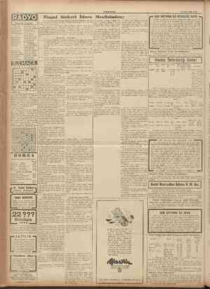  CUMHURIYET 16 BmncReşrîn 1943 I 30,00 Saz eserleri 20,15 Rad. Gazetesl 20,46 Şarkılar 21,00 Evin saatl 21,15 İstekler 21,30