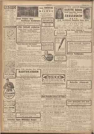  CUMHURİYET 8 Brindtesrh 1943 KRISTAL f Bugünkü Program ) ANKARA 7.30 Program 7.32 Jınınasıık 7,40 »Haberler 7,56 Muzık (Pl.)
