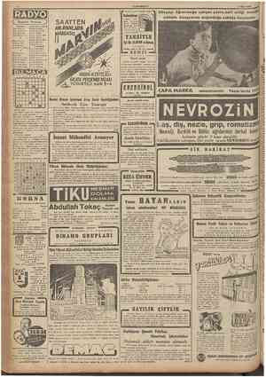  6 CUMHURÎYET Radyonuz yok demeylh, derhal 8 Mart 1944 t I Bahçekapı Bugünkü Program 20,15 20,45 21,00 21,15 21,30 21,45 22,30