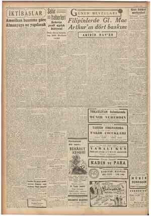  Almanyaya ne yapılacak Sehir ÜNUN MEVZULARI J haberleri Filipinlerde Gl. Mac Amerikan basımna göre J' CUMHÜRİYET 2 Şübat 1945