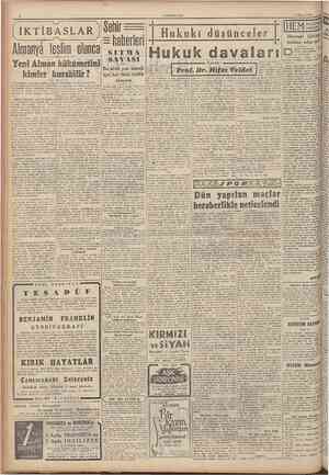  Sehir haberleri Almanya teslim olunca SITMA İKTIBASLAR V. CUMHURIYET 2 Nisan 1945 Hukukî düşünceler Yukarıki başhk, sonu...