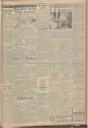  13 Nisan 1945 CUMHURIYET Rir. Roosevelt Sovyetler Birliği Yugoslavya and!aşma$! tinün haberlerine göre Moskovada bulunan...