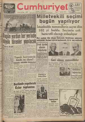    " GARI YAVRUNUZUN ve NEŞESİNİ GANTİ EDER Pazar 17 Haziran 1945 müzmin. zener İSTANBUL — CAĞALOĞLU 22. inci yıl Sayı: 7482
