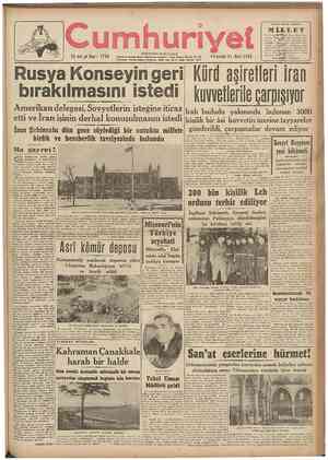  Rusya Konseyin y bırakılmasını istedi 1\UIU UÇliuıı Amerikan delegesi, Sovyetlerin isteğine itiraz Irak hududu yakınında etti