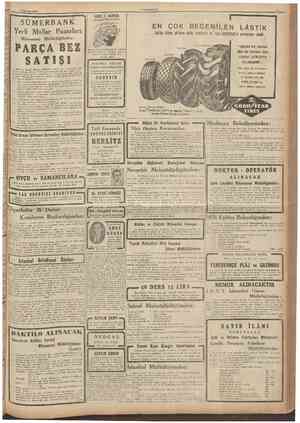  9 Haziran 1946 CUr.:HURİYET SÜMERBANK Yerli Mallar Pazarları FİKRİ T. KARDES Otoroobi) ra Maktaht Okuto EN Yaz devresi 14...