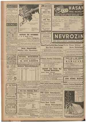  CUMHURÎYET 10 Şubat 1947 lımanımızogelen v«qiden VAPVMAR ( Bugünkü Program 7,2S Açılış ve program 7,30 Muzik (Fl) 7,45...