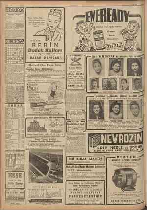  ” 6 Aralık 1947 — c? ( Bugünkü — Program ) 7T.28 .ıv,ı'ı ve proğram — 7.30 Müzik laberler — 8.00 Şarkılar, tür- T (E’U — 8.30