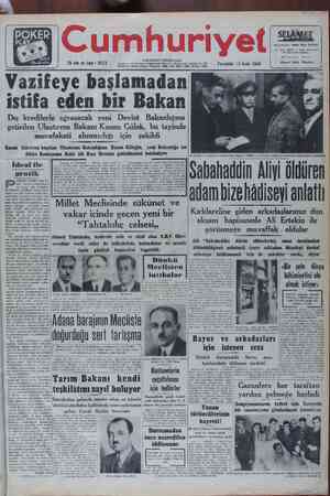 Cumhuriyet Gazetesi 13 Ocak 1949 kapağı