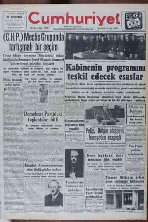 Cumhuriyet Gazetesi 19 Ocak 1949 kapağı