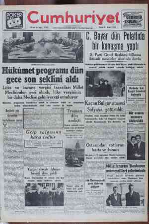 Cumhuriyet Gazetesi 21 Ocak 1949 kapağı