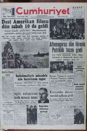 Cumhuriyet Gazetesi 28 Ocak 1949 kapağı