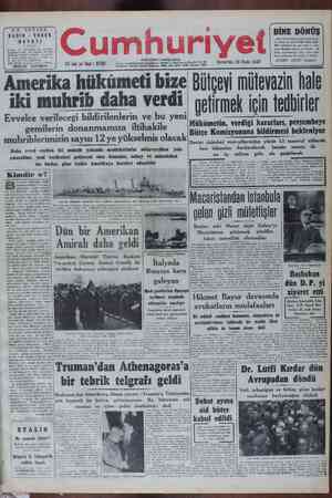 Cumhuriyet Gazetesi 29 Ocak 1949 kapağı