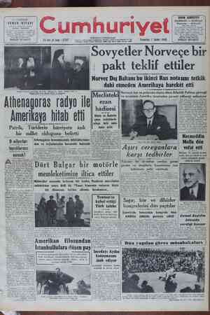 Cumhuriyet Gazetesi 7 Şubat 1949 kapağı