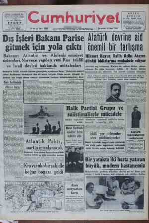 Cumhuriyet Gazetesi 9 Şubat 1949 kapağı
