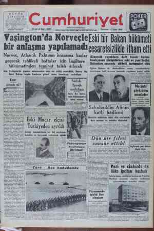 Cumhuriyet Gazetesi 12 Şubat 1949 kapağı