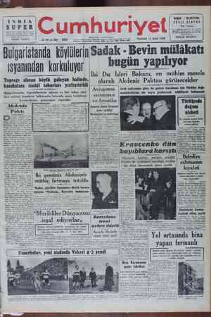 Cumhuriyet Gazetesi 14 Şubat 1949 kapağı