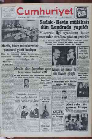 Cumhuriyet Gazetesi 15 Şubat 1949 kapağı