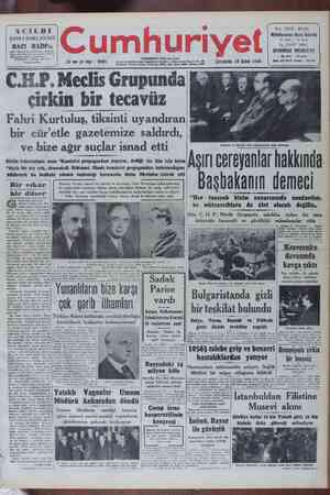 Cumhuriyet Gazetesi 16 Şubat 1949 kapağı