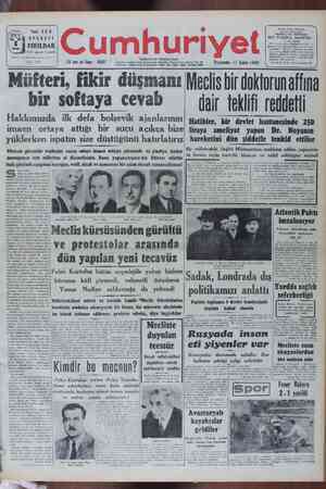 Cumhuriyet Gazetesi 17 Şubat 1949 kapağı