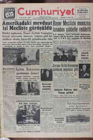 Cumhuriyet Gazetesi 23 Şubat 1949 kapağı