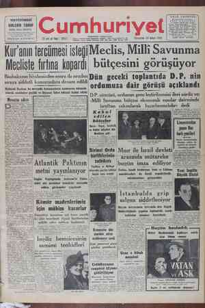 Cumhuriyet Gazetesi 24 Şubat 1949 kapağı