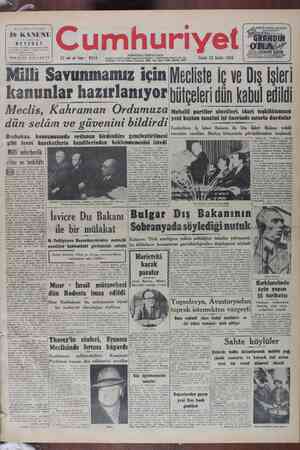 Cumhuriyet Gazetesi 25 Şubat 1949 kapağı