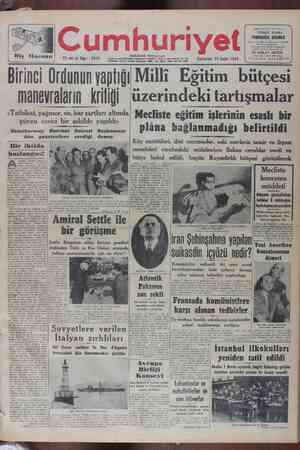 Cumhuriyet Gazetesi 26 Şubat 1949 kapağı