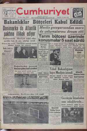 Cumhuriyet Gazetesi 28 Şubat 1949 kapağı