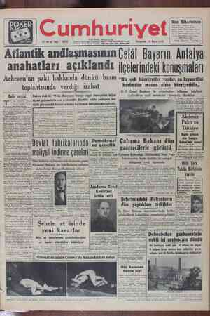 Cumhuriyet Gazetesi 10 Mart 1949 kapağı