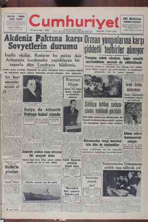 Cumhuriyet Gazetesi 12 Mart 1949 kapağı