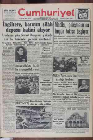 Cumhuriyet Gazetesi 14 Mart 1949 kapağı