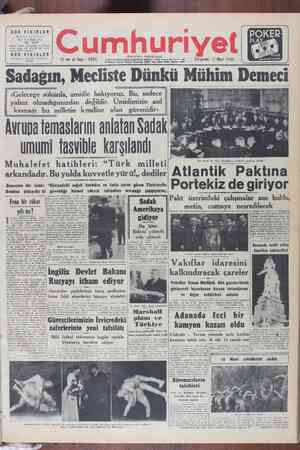 Cumhuriyet Gazetesi 17 Mart 1949 kapağı