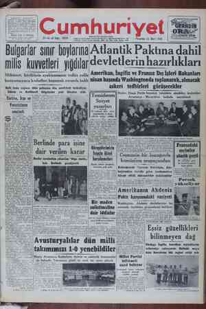 Cumhuriyet Gazetesi 21 Mart 1949 kapağı