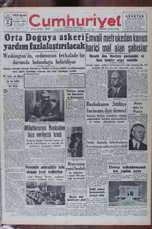 Cumhuriyet Gazetesi 24 Mart 1949 kapağı