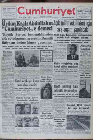 Cumhuriyet Gazetesi 9 Nisan 1949 kapağı