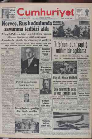 Cumhuriyet Gazetesi 10 Nisan 1949 kapağı