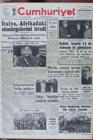 Cumhuriyet Gazetesi 12 Nisan 1949 kapağı