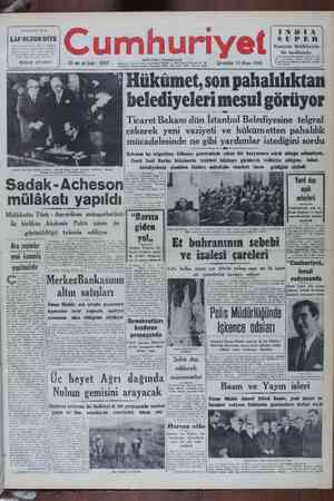 Cumhuriyet Gazetesi 13 Nisan 1949 kapağı