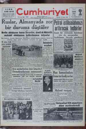 Cumhuriyet Gazetesi April 18, 1949 kapağı