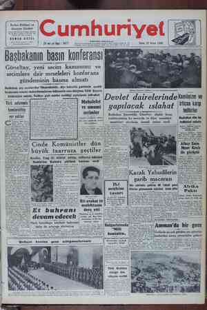 Cumhuriyet Gazetesi April 22, 1949 kapağı