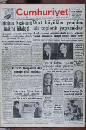 Cumhuriyet Gazetesi April 27, 1949 kapağı