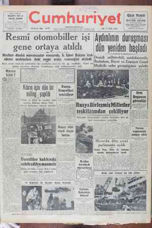 Cumhuriyet Gazetesi January 17, 1950 kapağı