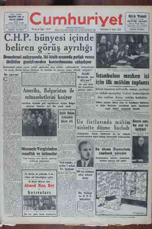 Cumhuriyet Gazetesi January 21, 1950 kapağı