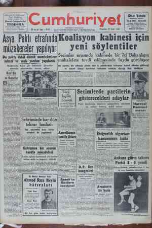 Cumhuriyet Gazetesi January 23, 1950 kapağı