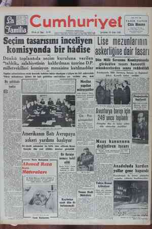 Cumhuriyet Gazetesi January 25, 1950 kapağı
