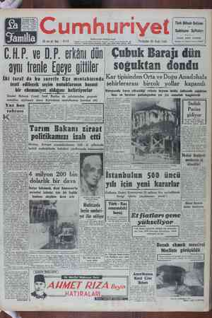 Cumhuriyet Gazetesi January 26, 1950 kapağı