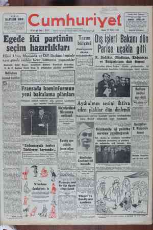 Cumhuriyet Gazetesi January 27, 1950 kapağı