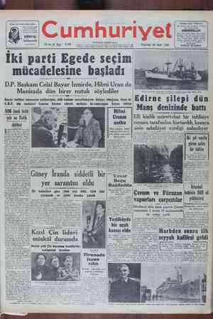 Cumhuriyet Gazetesi January 30, 1950 kapağı